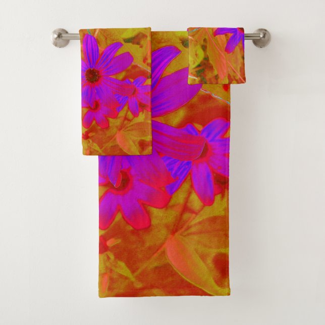 Farbenfrohe Ultra-Violet-, Magenta- und Rote Wildb Badhandtuch Set (Insitu)