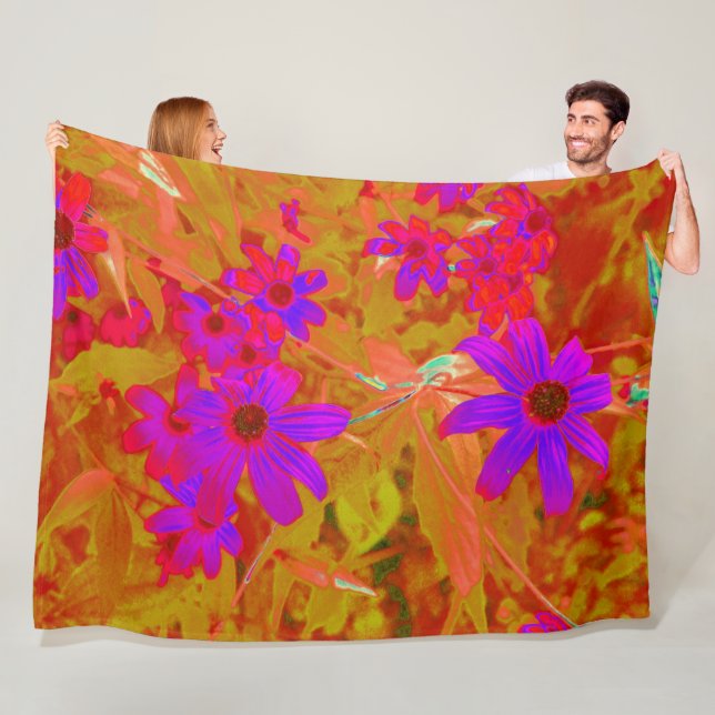 Farbenfrohe Ultra-Violet-, Magenta- und Rote Wildb Fleecedecke (Beispiel)