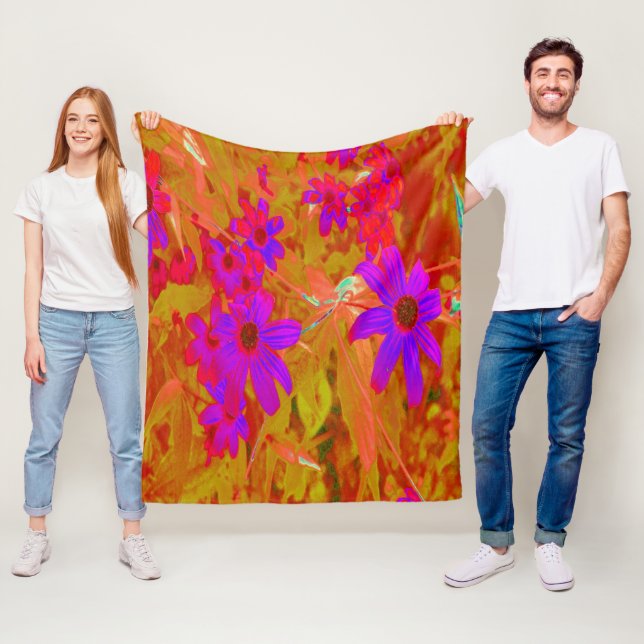 Farbenfrohe Ultra-Violet-, Magenta- und Rote Wildb Fleecedecke (Beispiel)