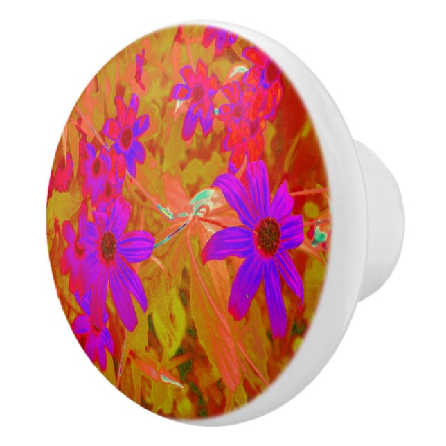 Farbenfrohe Ultra-Violet-, Magenta- und Rote Wildb Keramikknauf (Rechts)