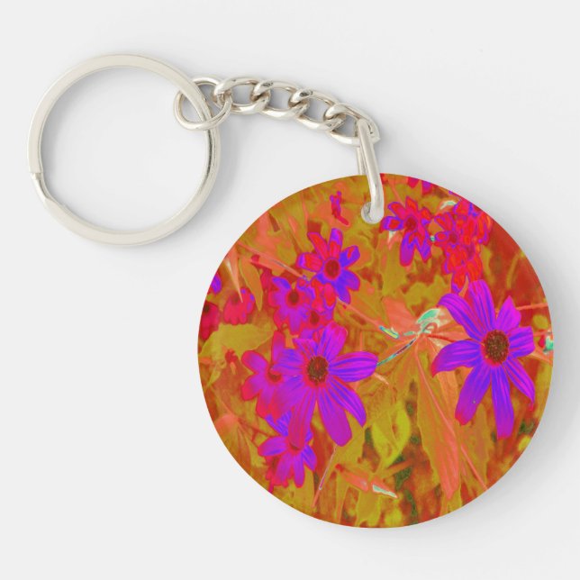 Farbenfrohe Ultra-Violet-, Magenta- und Rote Wildb Schlüsselanhänger (Vorderseite)