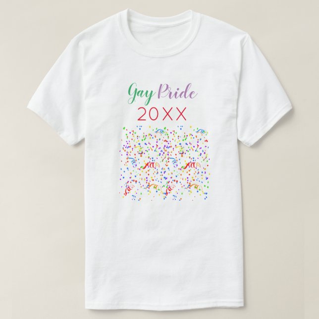 Farbenfrohe und festliche Gay Pride T - Shirt (Design vorne)