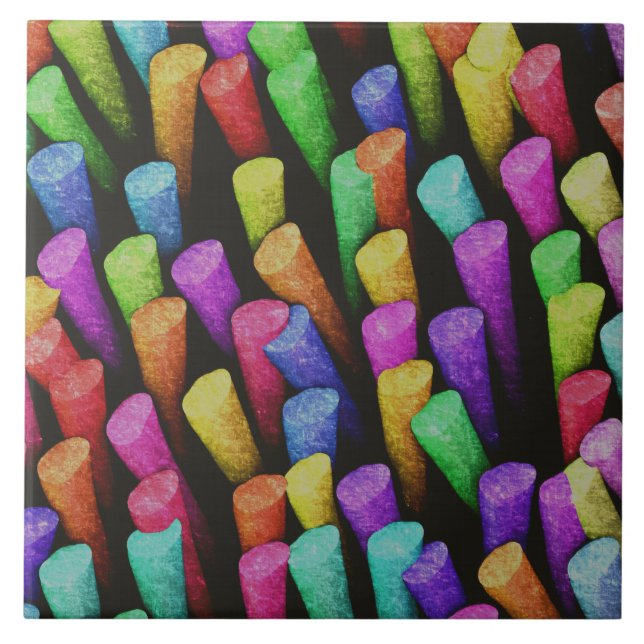 Farbenfrohe und fröhliche Painterly Chalk Pattern Fliese (Vorderseite)