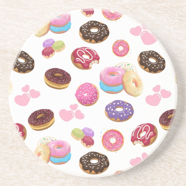 Farbenfrohe und geschmackvolle Donuts und Herz Getränkeuntersetzer (Vorne)