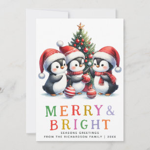 Farbenfrohe und helle Fun Pinguine Weihnachten