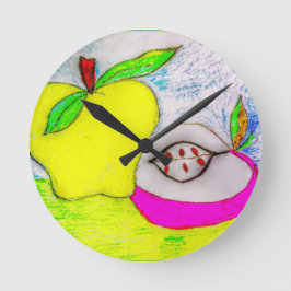 Farbenfrohe und helle Pop Art Apple Runde Wanduhr