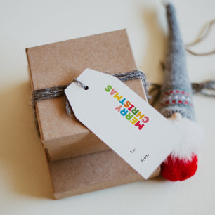 Farbenfrohe und helle Weihnachten bis und von Geschenkanhänger