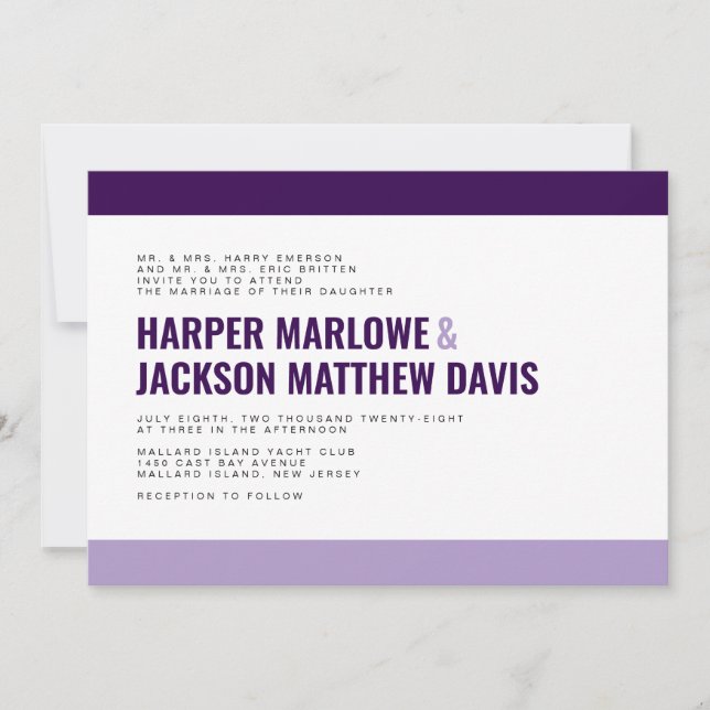 farbenfrohe und kühne Einladung zur Hochzeit (Vorderseite)