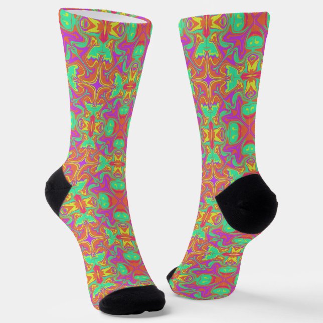 Farbenfrohe und lebendige Psychedelic Crew Socks Socken (Gewinkelt)