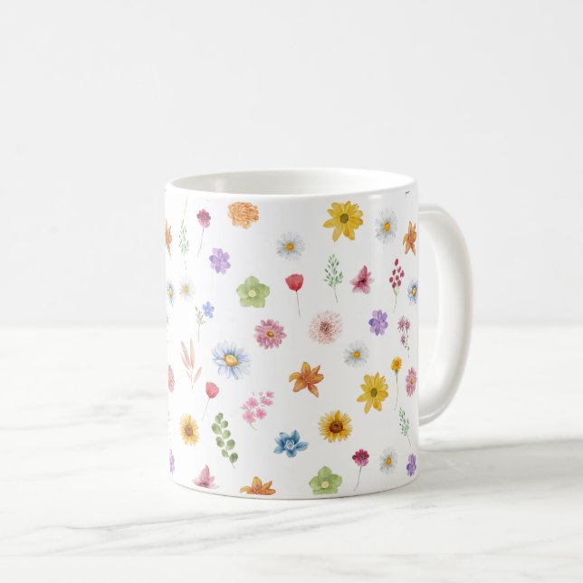 Farbenfrohe und lebendige Wildblumen Tasse (VorderseiteRechts)