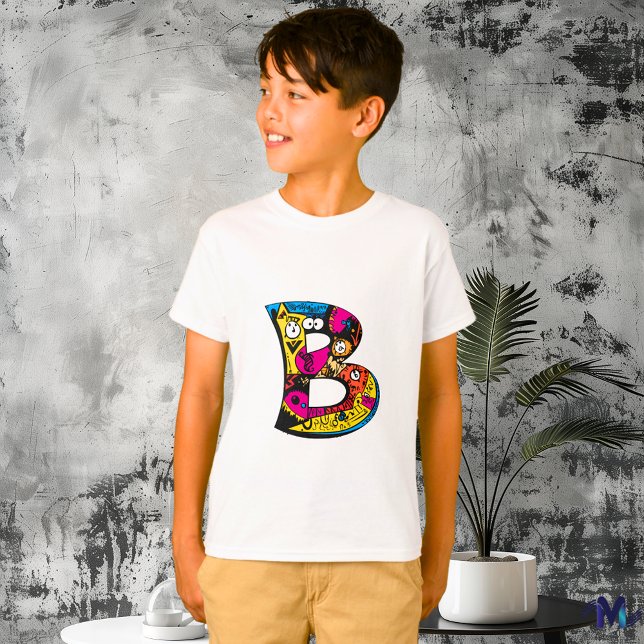 Farbenfrohe und lustige Monogram B Tribal und Dood T-Shirt (Von Creator hochgeladen)