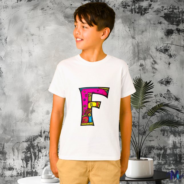 Farbenfrohe und lustige Monogram F Tribal and Dood T-Shirt (Von Creator hochgeladen)