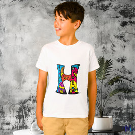 Farbenfrohe und lustige Monogram H Tribal und Dood T-Shirt