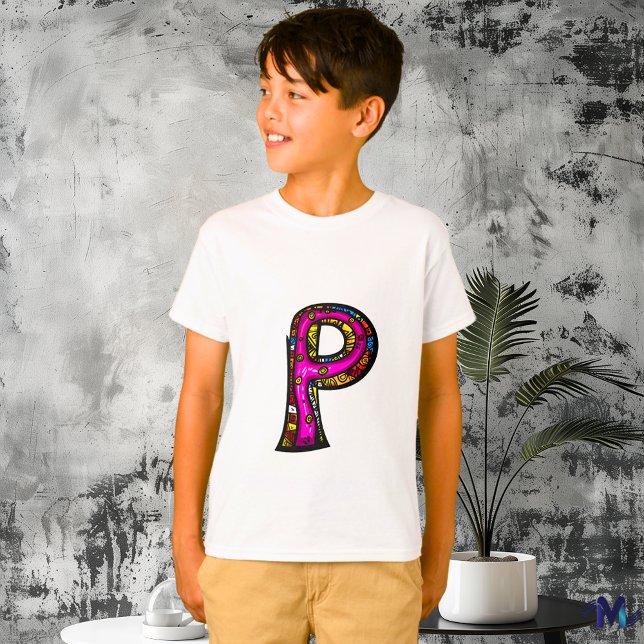 Farbenfrohe und lustige Monogram P Tribal and Dood T-Shirt (Von Creator hochgeladen)