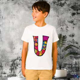 Farbenfrohe und lustige Monogram U Tribal und Dood T-Shirt