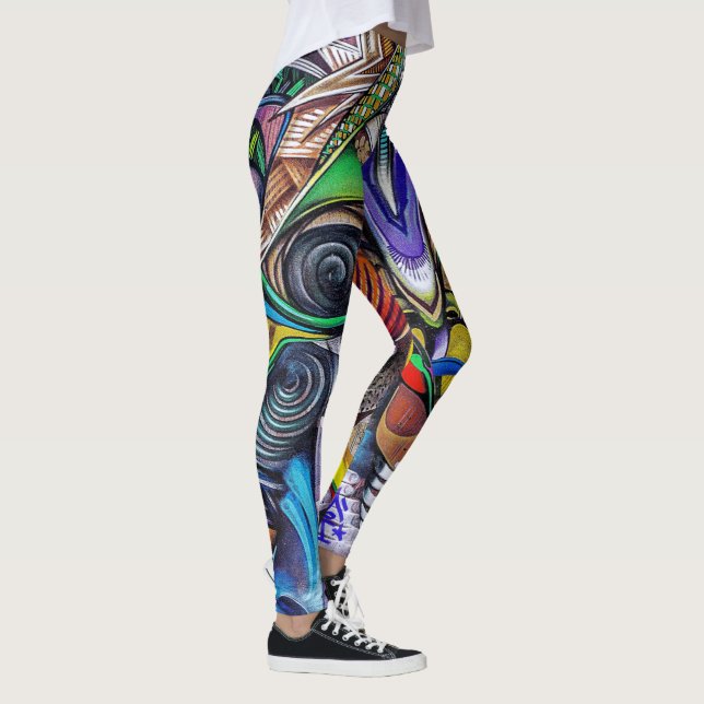 Farbenfrohe und moderne Graffiti-Leggings Leggings (Rechts)