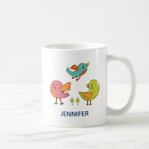 Farbenfrohe und Niedliche Whimsisches Vogeltrio Kaffeetasse