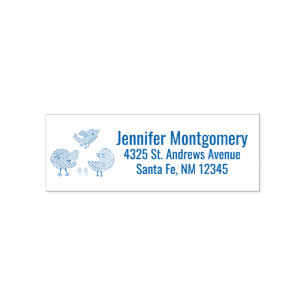 Farbenfrohe und Niedliche Whimsisches Vogeltrio Permastempel