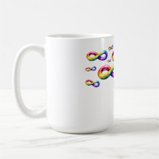 Farbenfrohe Unendlichkeitssymbole auf einem Becher Kaffeetasse