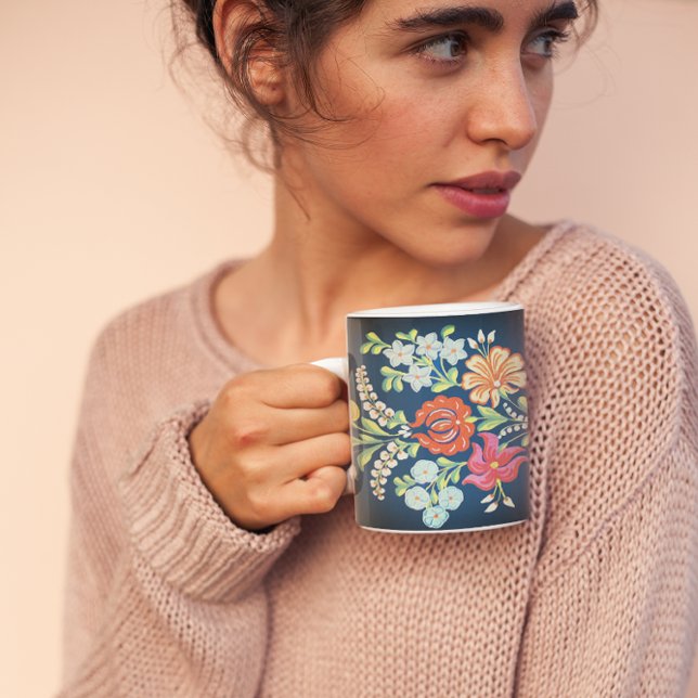 farbenfrohe ungarische Blume Kaffeetasse (Von Creator hochgeladen)