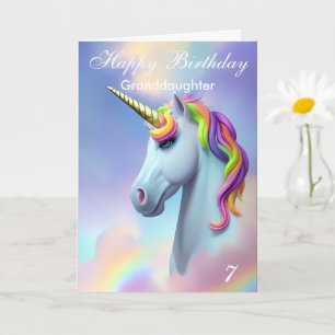 Farbenfrohe Unicorn Happy Birthday Enkeltochter Karte