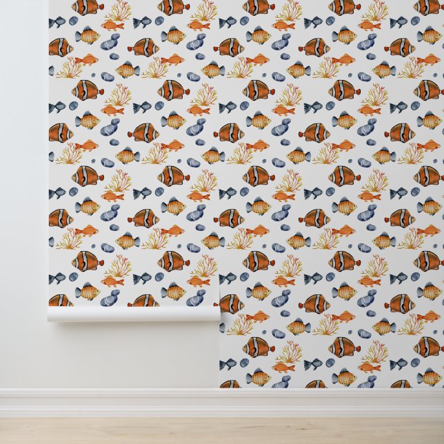 Farbenfrohe Unterwasserfische Tapete (Anwendung)