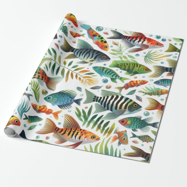 Farbenfrohe Unterwasserkunst Geschenkpapier (Ungerollt)