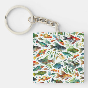 Farbenfrohe Unterwasserkunst Schlüsselanhänger
