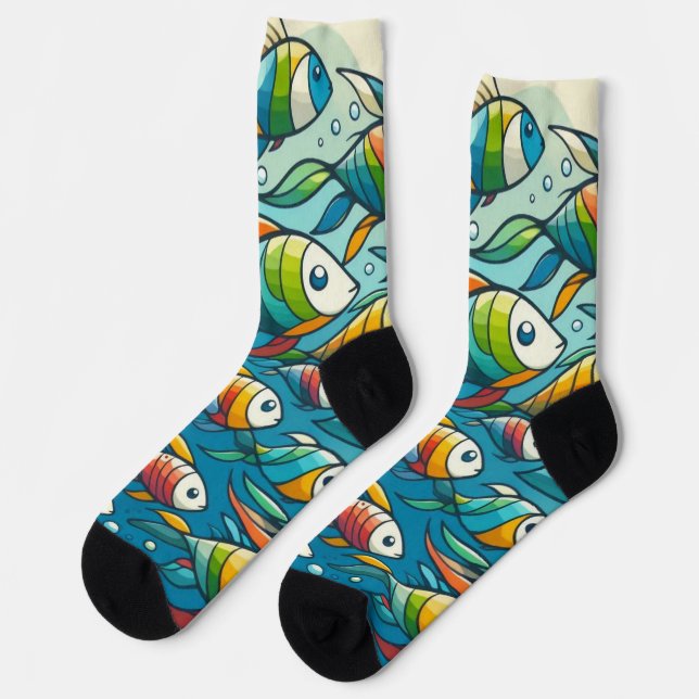 Farbenfrohe Unterwasserkunst Socken (Linkes Detail)