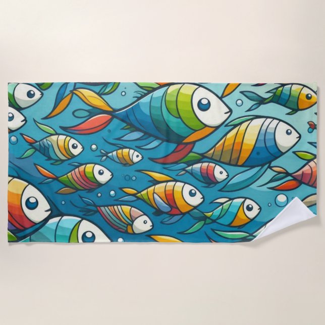 Farbenfrohe Unterwasserkunst Strandtuch (Vorderseite)