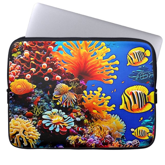 Farbenfrohe Unterwasserwelt Laptopschutzhülle (Vorderseite)