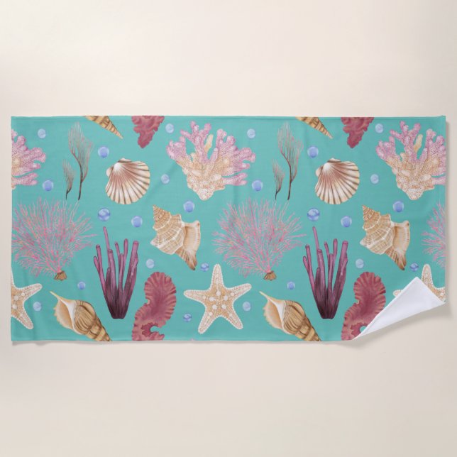 Farbenfrohe Unterwasserwelt Pattern Beach Handtuch (Vorderseite)