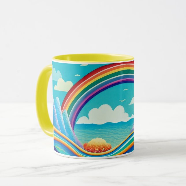 Farbenfrohe Unterwasserwelt unter dem Regenbogen Tasse (Vorderseite Links)