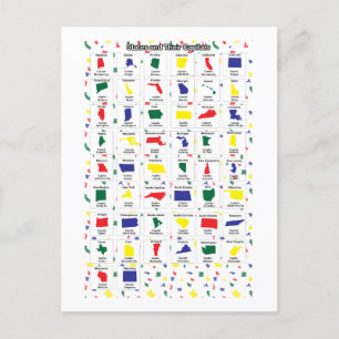 Farbenfrohe US-Staaten und Hauptstädte Postkarte