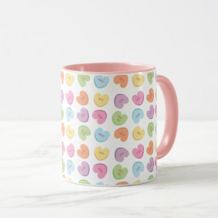 Farbenfrohe Valentine Candy Hearts Paper Untersetz Tasse