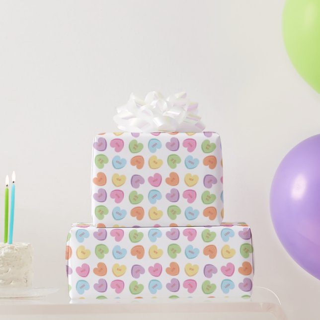 Farbenfrohe Valentine Candy Hearts Papier Unterset Geschenkpapier (Partygeschenke)