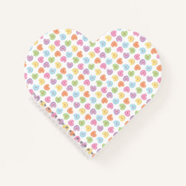 Farbenfrohe Valentine Candy Hearts Papier Unterset Notizbuch