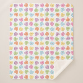 Farbenfrohe Valentine Candy Hearts Papier Unterset Sherpadecke