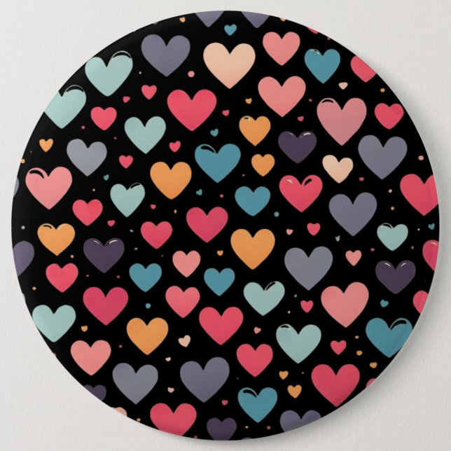 Farbenfrohe Valentinstag-Herzen  Button (Vorderseite)