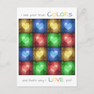 Farbenfrohe Valentinstag Rustikale Herzen Postkarte