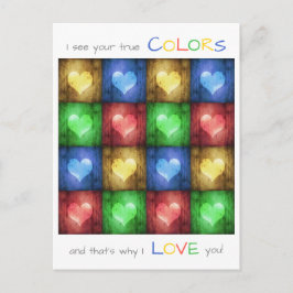 Farbenfrohe Valentinstag Rustikale Herzen Postkarte