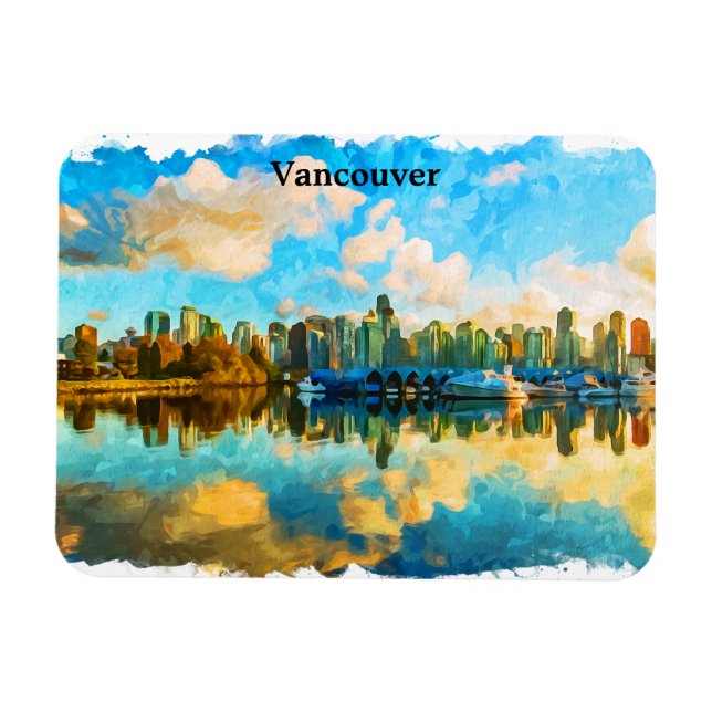 Farbenfrohe Vancouver Kanada Panoramaansicht Magnet (Horizontal)