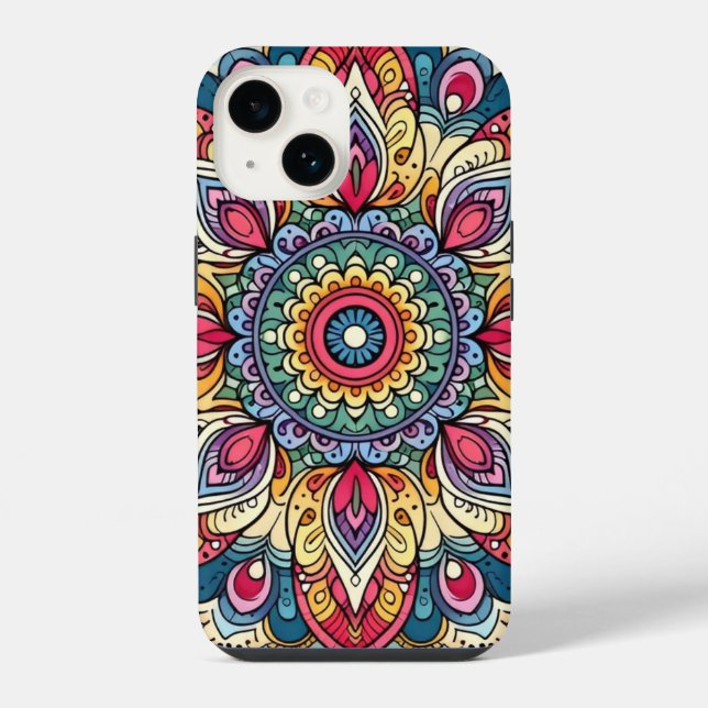 Farbenfrohe Vector Abstrakt Mandala Muster iPhone Hülle (Rückseite)