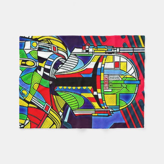 Farbenfrohe Vector Robot Illustration T - Shirt Ba Fleecedecke (Vorderseite (Horizontal))