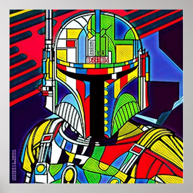 Farbenfrohe Vector Robot Illustration T - Shirt Ba Poster (Vorne)