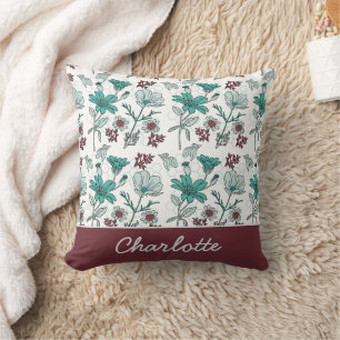 Farbenfrohe Vegetation Blumenmuster personalisiert Kissen