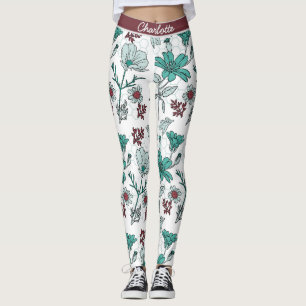 Farbenfrohe Vegetation Blumenmuster personalisiert Leggings