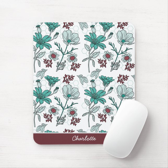 Farbenfrohe Vegetation Blumenmuster personalisiert Mousepad (Mit Mouse)