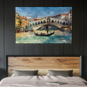 Farbenfrohe Venedig Canal Grande Aquarelle Malerei Poster