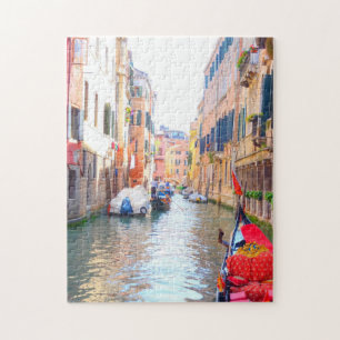Farbenfrohe Venedig Kanal & Gondel, Venezia Italie Puzzle